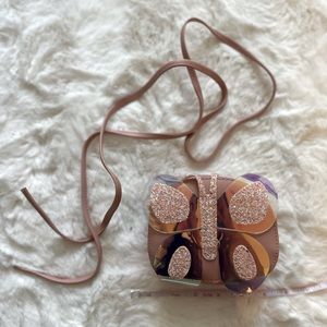 Super cute holographic glitter pink butterfly purse - rare!